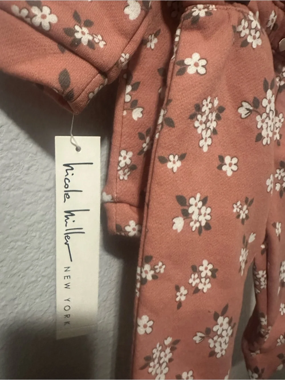 Nicole Miller Dusty Rose Floral Baby Set with Headband